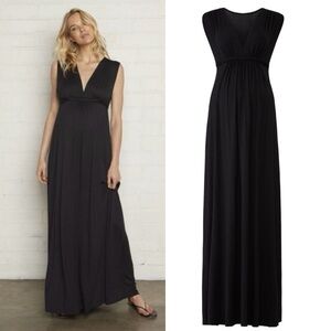 Rachel Pally Caftan Sleeveless Maxi Dress M Black Maternity Friendly Front Tie